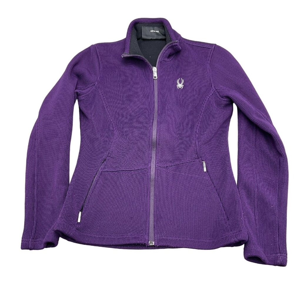 Spyder Jacket Women Medium Purple Full Zip Embroidery Logo Slim Fit‎